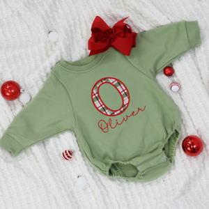 Personalized Baby  / Toddler Christmas Bubble Sweatshirt - Foliage and Red