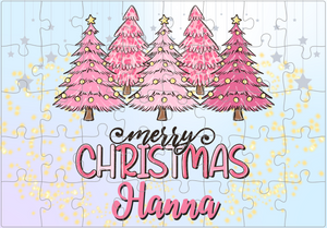 Personalized Children's Christmas Puzzle -  Pink Christmas