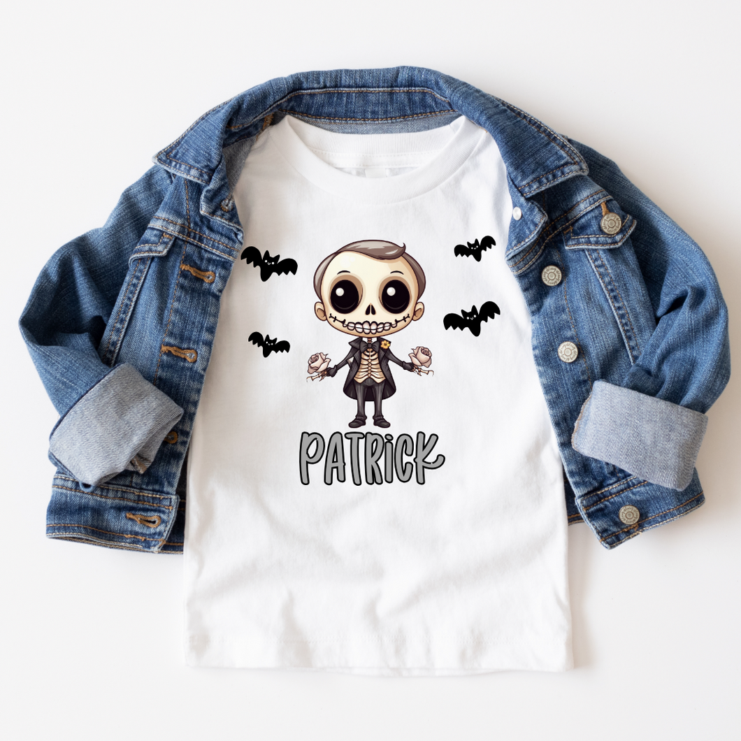 Personalized Kids Halloween T Shirt - Skeleton