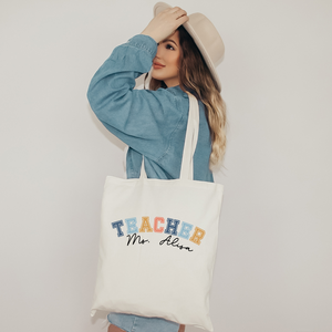 Personalized Teacher Tote Bag - Varsity