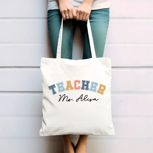 Personalized Teacher Tote Bag - Varsity