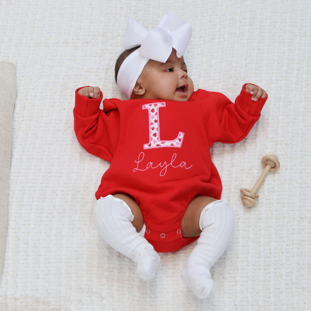 Personalized Valentine's Day Baby Girl Bubble Sweatshirt