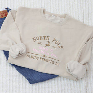 Women's Christmas Embroidered Sweatshirt - North Pole Cookie Co.