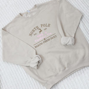 Women's Christmas Embroidered Sweatshirt - North Pole Cookie Co.