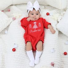 Personalized Baby Girl Christmas Outfit - Christmas Trees - Red