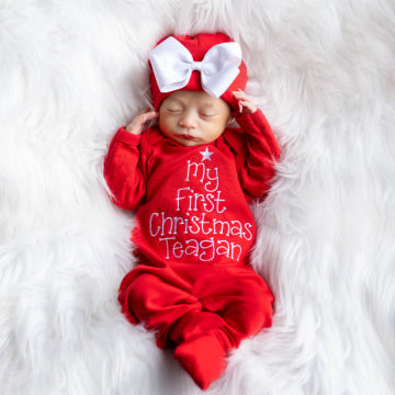 Personalized Baby Girl First Christmas Outfit