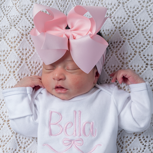 Baby Girl Personalized Bow Outfit - Coquette