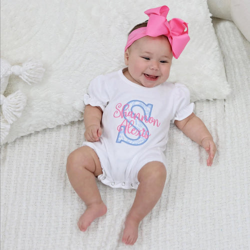 Baby Girls Bubble Romper  -   Chinoiserie Toile Romper ONLY