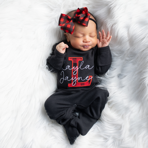 Personalized Baby Girl Christmas Outfit with Headband