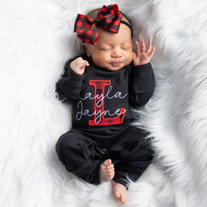 Personalized Baby Girl Christmas Outfit with Headband