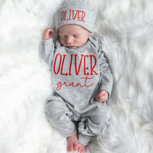 Personalized Baby Boy Outfit - Red and Gray