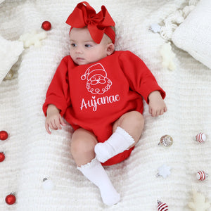 Personalized Baby Girl  / Toddler Girl Christmas Bubble Sweatshirt - Santa