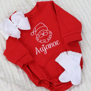 Personalized Baby Girl  / Toddler Girl Christmas Bubble Sweatshirt - Santa