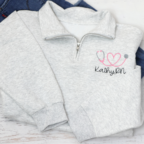 Personalized Nurse Quarter Zip Pullover Sweatshirt