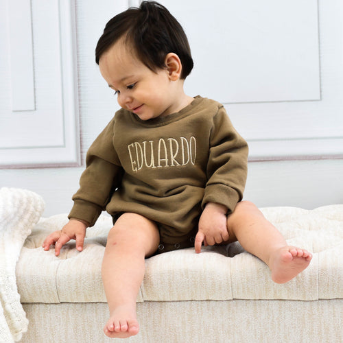 Personalized Baby Boy Sweatshirt Romper