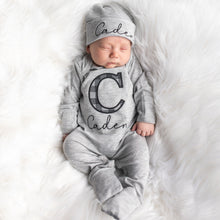 Baby Boy Personalized Outfit - Gray and Black Plaid