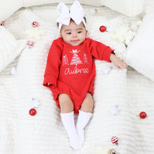 Personalized Baby Girl Christmas Outfit - Christmas Trees - Red