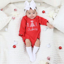 Personalized Baby Girl Christmas Outfit - Christmas Trees - Red