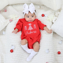 Personalized Baby Girl Christmas Outfit - Christmas Trees - Red