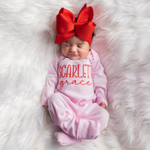 Newborn Baby Girl Coming Home Outfit w/ Big Bow Headband - Pink and Red