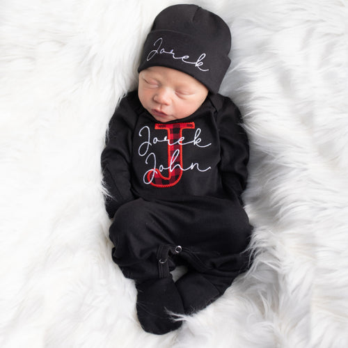 Personalized Baby Buffalo Plaid Christmas Outfit