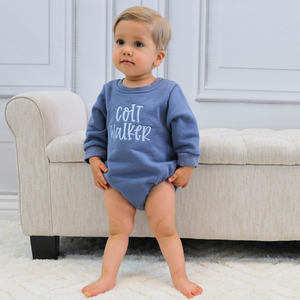 Personalized Baby Boy Sweatshirt Romper