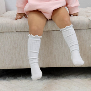 Baby and Toddler Girl's White Knee High Socks