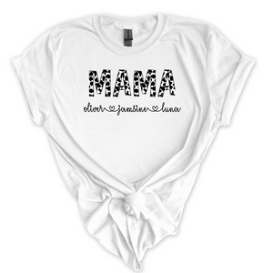 Personalized Mama T Shirt  Cow Print