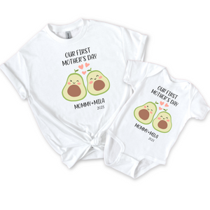 Our First Mother's Day - Matching Mommy and Me Shirts Avocado