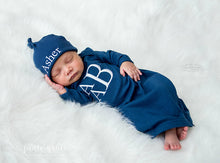 Navy Baby Boy Coming Home Gown with White Lettering