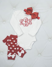 Baby Girl Bodysuit with Matching Red Headband and Leggings