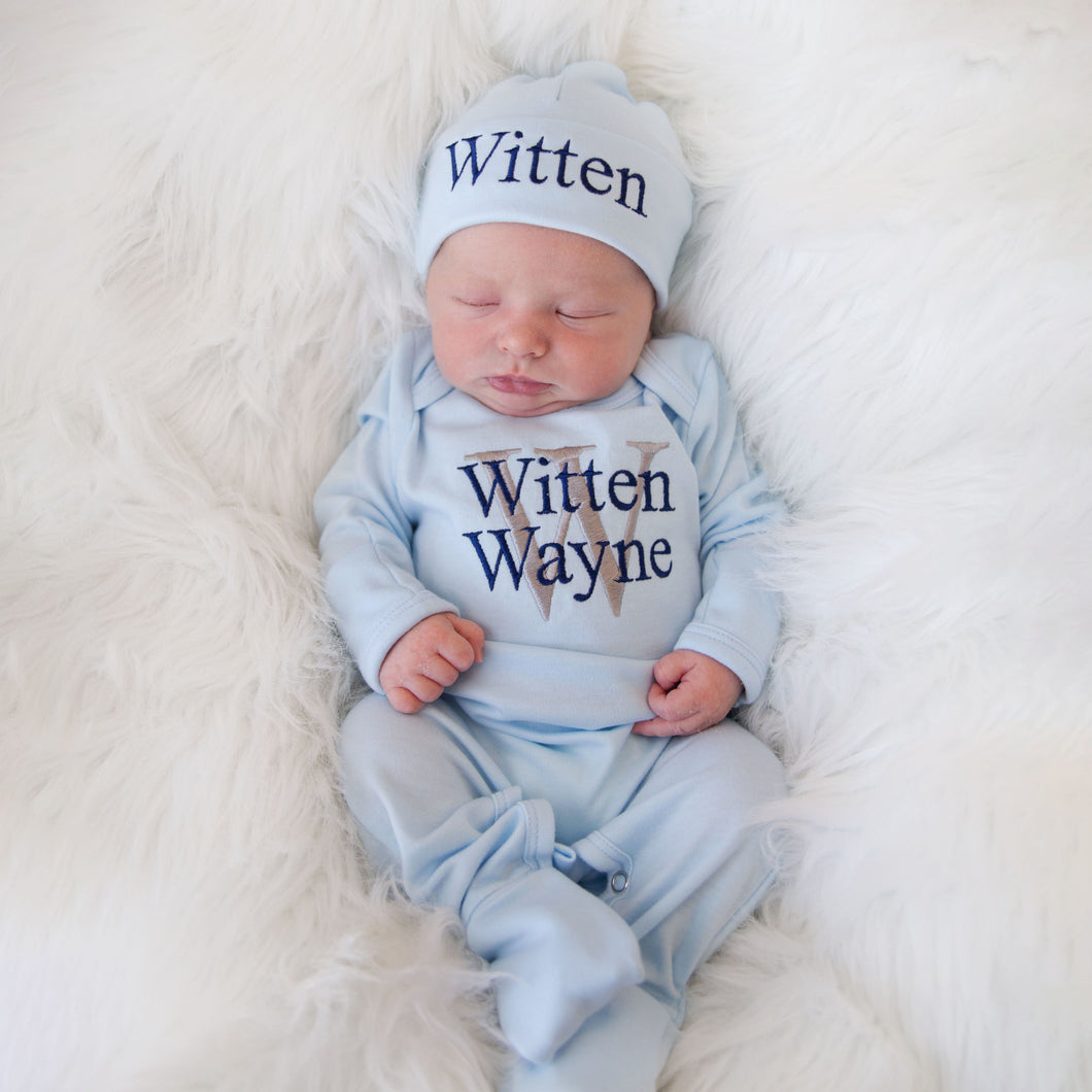 Baby Boy Personalized Outfit- Light Blue