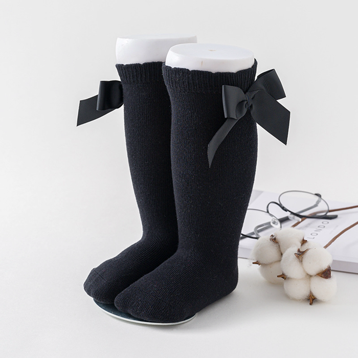 Scalloped Trimmed Socks with Accent Bow - Black BOGO FREE