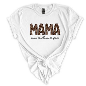 Personalized Mama T Shirt  Leopard Print
