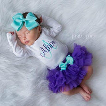 Purple and Aqua Baby Girl Tutu and Personalized Bodysuit