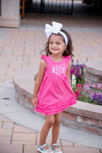 Girls Monogrammed Pink Dress with Bow Headband