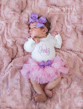 Pink and Lilac Baby Girl Tutu and Personalized Bodysuit