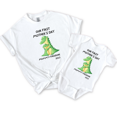 Our First Mother's Day - Matching Mommy and Me Shirts Aligators