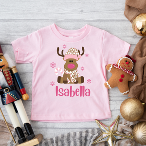 Personalized Kids Reindeer Christmas T Shirt