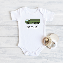 Personalized Baby Boy Army Truck Bodysuit