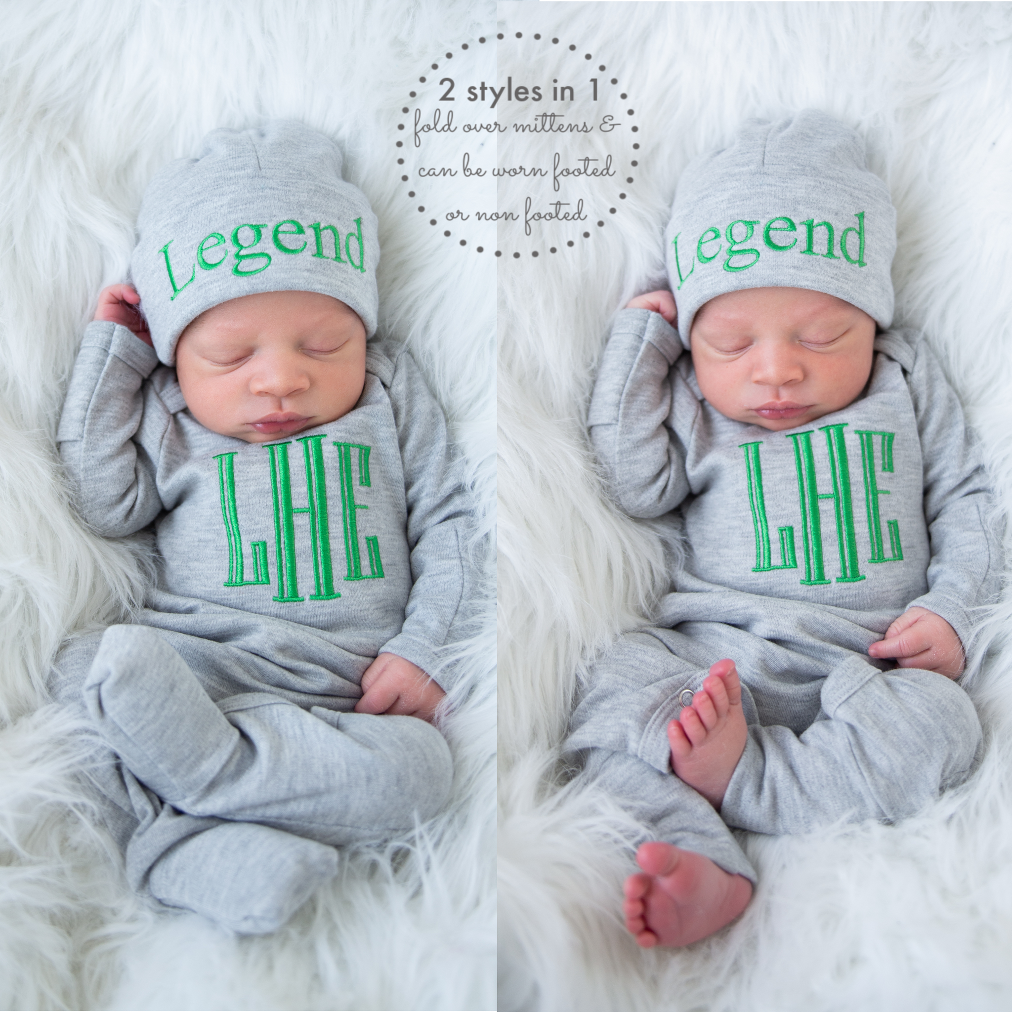 Newborn Baby Boy Personalized Coming Home Outfit Gray and Kelly