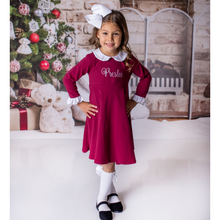 Personalized Girls Christmas Dress- Maroon