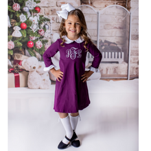 Personalized Girls Christmas Dress- Eggplant