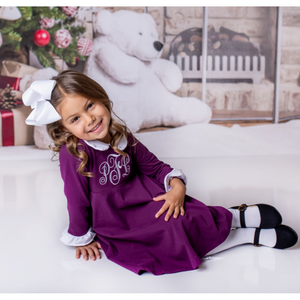 Personalized Girls Christmas Dress- Eggplant