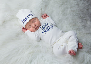 Personalized Baby Boy Outfit - White