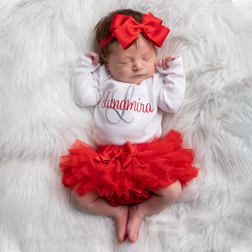 Baby Girl Red and Gray Coming Home Tutu Dress Outfit