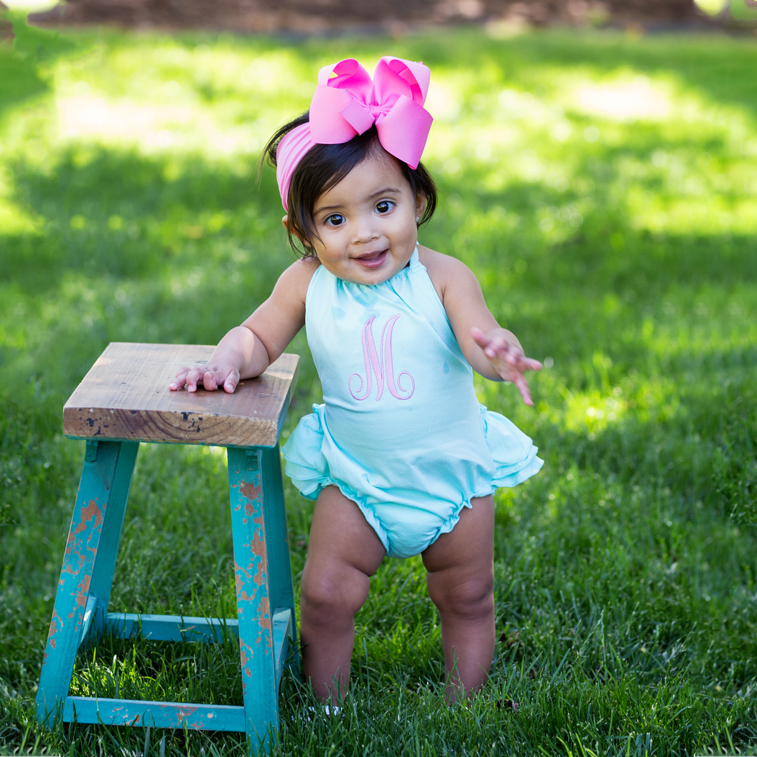 Baby Girl Summer Romper With Bow Headband