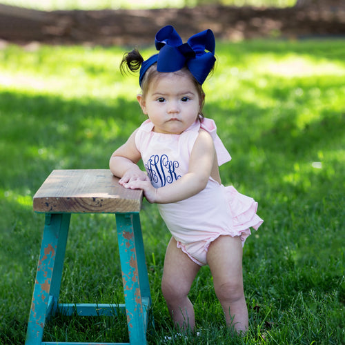Personalized Light Pink Baby Girl Summer Romper NO HEADBAND- FREE SHIPPING