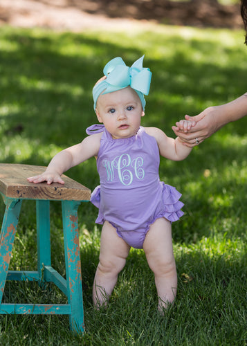 Monogrammed Baby Girl Summer Romper