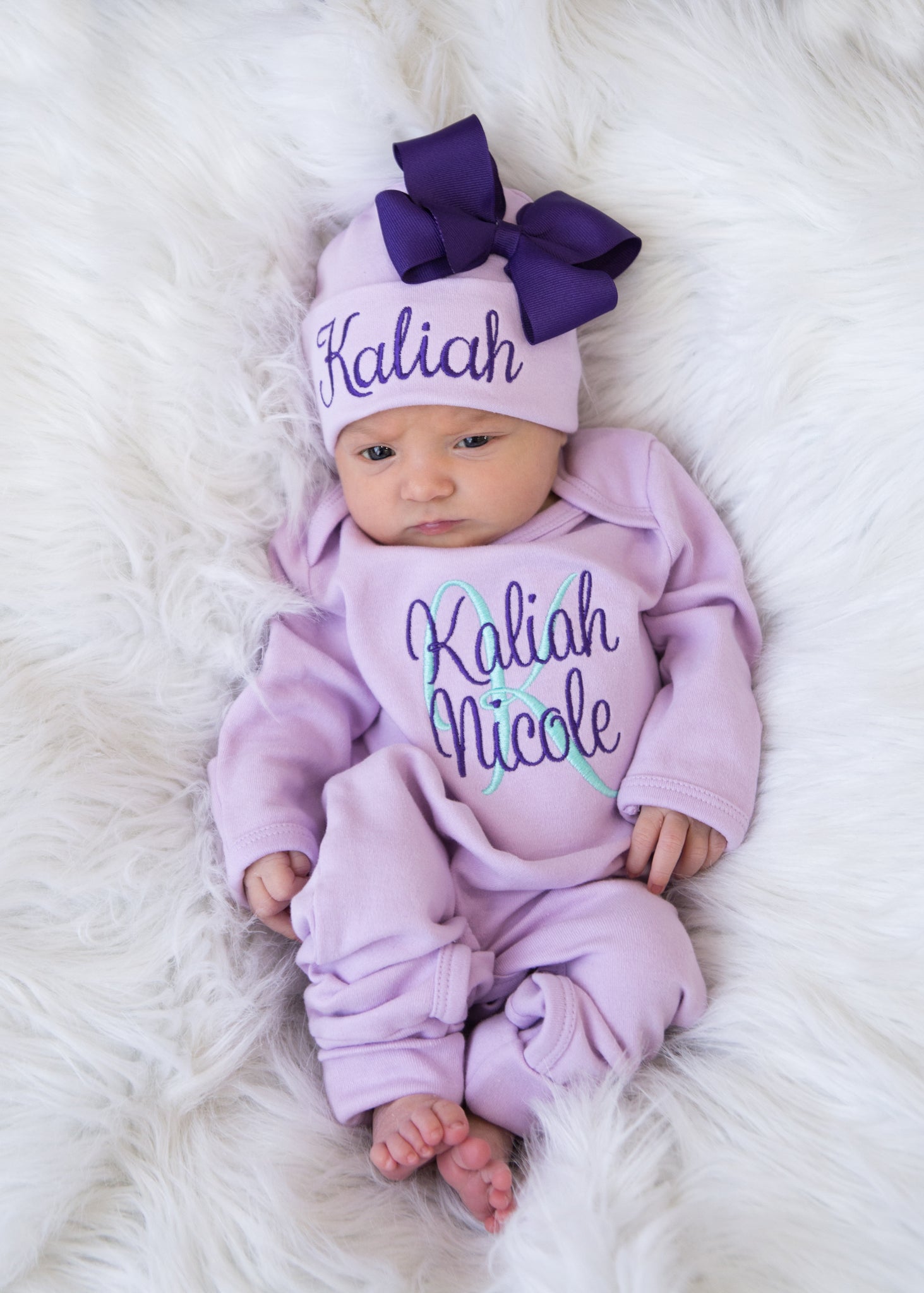 Personalized Baby Girl Outfit- Lavender Personalized Baby Girl Outfit- Lavender